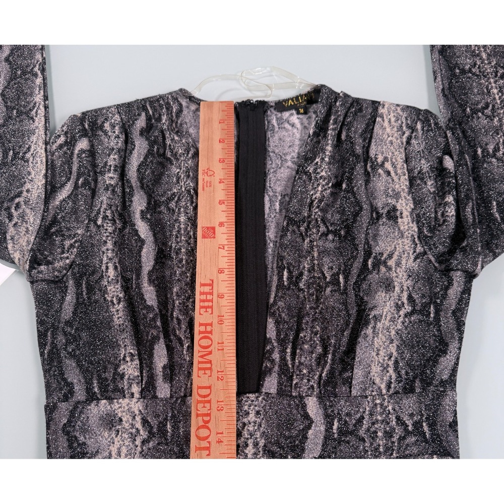 Valiant Paris Snake Print Ruched Bodycon Mini Dress Long Sleeve Gray - Sz Medium - Picture 11 of 16